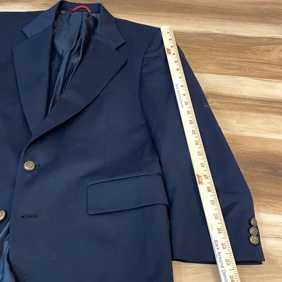 JOS A BANK Blazer Mens 40R Super 100s Merino Wool Navy Brass Buttons Vintage USA